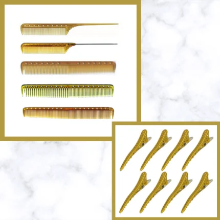 Comb Set With Shark Clips Camel