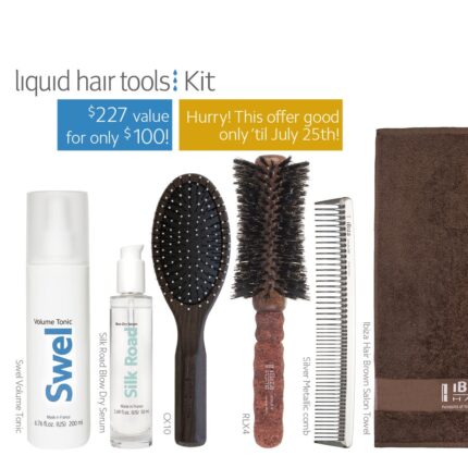 Ibiza Hair Liquid Hair Tools Kit (Swell, Silk Road, Brushes & Towel)