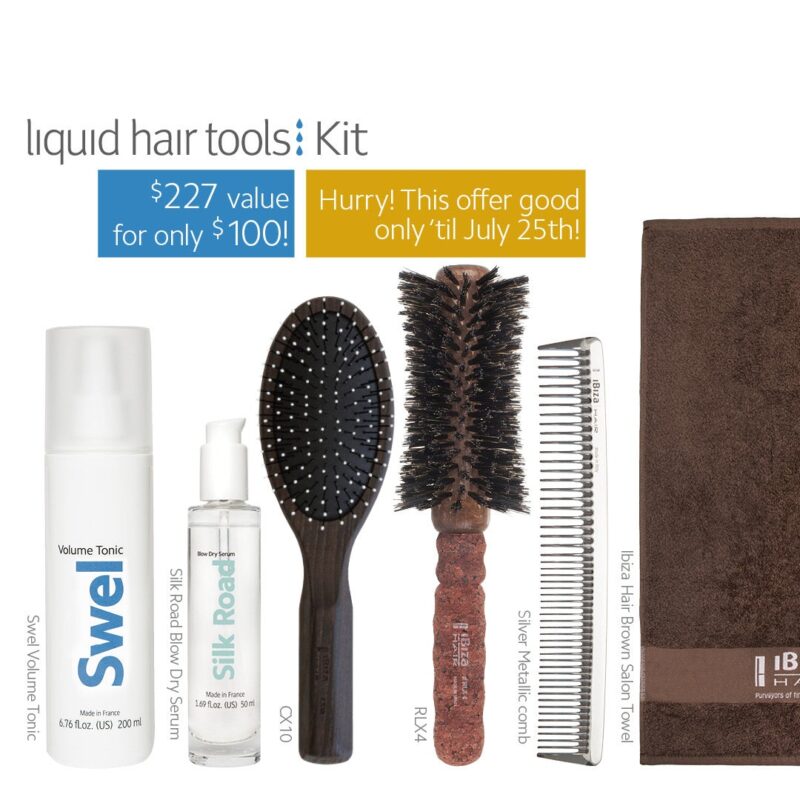 Ibiza Hair Liquid Hair Tools Kit (Swell, Silk Road, Brushes & Towel)