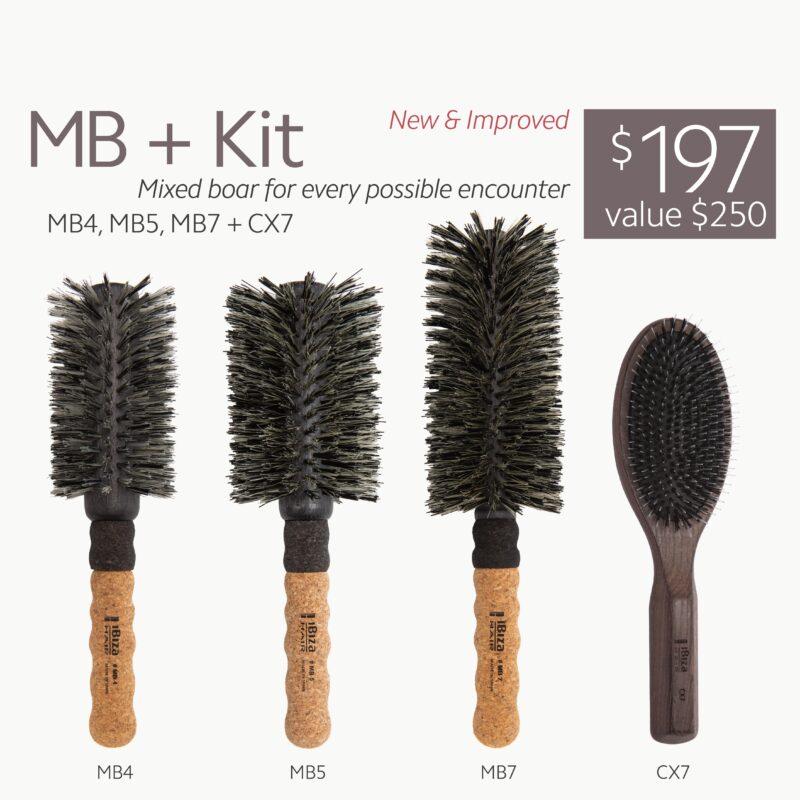 Ibiza Hair MB + Kit - Mixed Boar Professional Round Brush Set